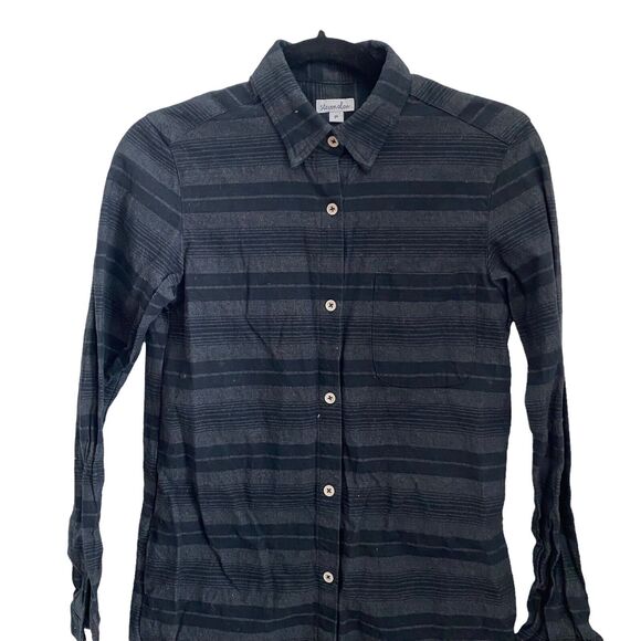 Steven Alan XS Shirt Dress Striped Gray Black Striped Long Sleeve - Picture 4 of 8